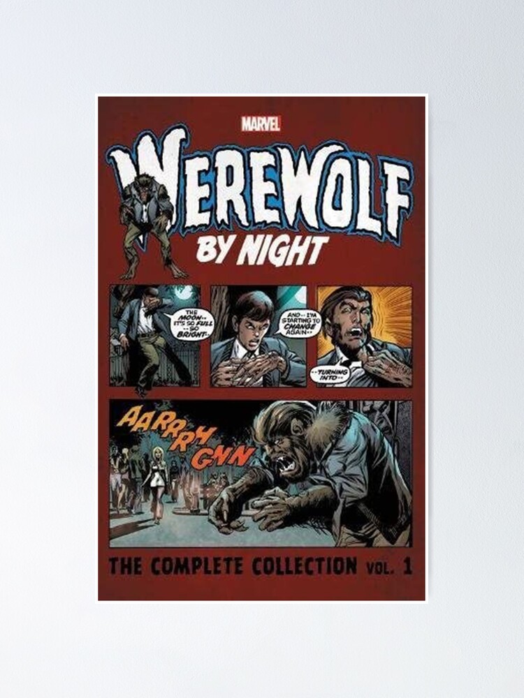 Men's Marvel Werewolf by Night Moon Werewolf Poster T-Shirt