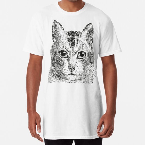 Cat | Black and White | Long T-Shirt