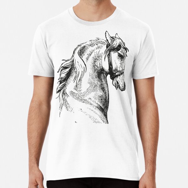 Vintage Horse | Horse Head | Black and White | Premium T-Shirt