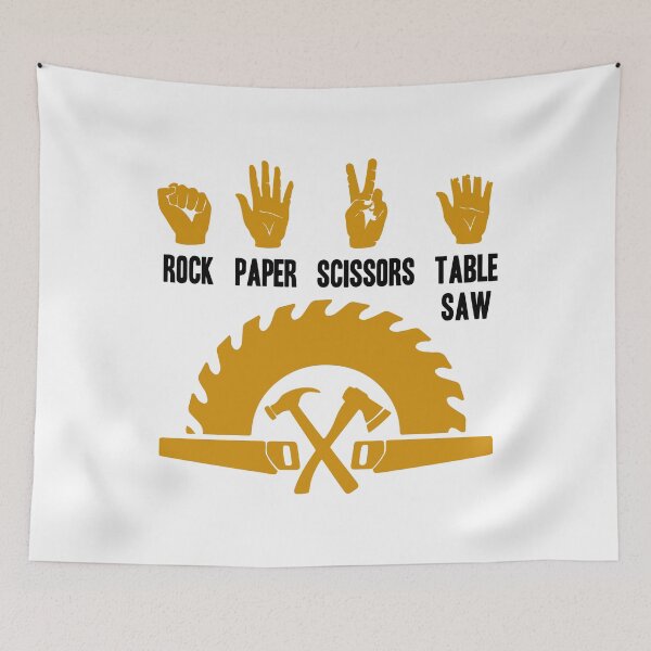 Item preview, Funny Carpenter - Rock Paper Scissors Table Saw designed and sold by SunsetGloww.