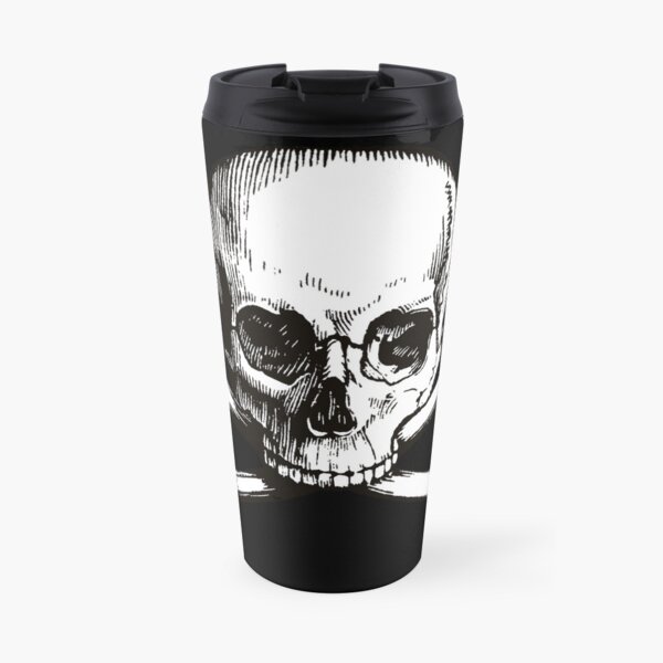 Skull and Crossbones | Jolly Roger | Pirate Flag | Deaths Head | Black and White | Skulls and Skeletons | Vintage Skulls | Travel Coffee Mug