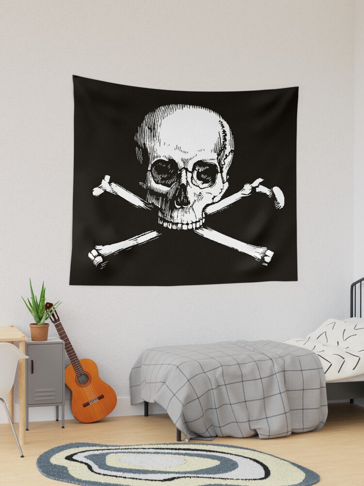 Drapeau Pirate Noir Avec Une Tête De Mort