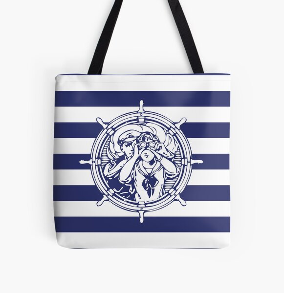 Sail with Me Rubber Tote Bag Navy