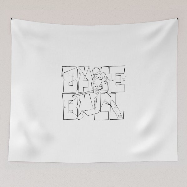 Item preview, One continuous Line graphic minimalist art Baseball batting calligraphy typography designed and sold by scribblelife.