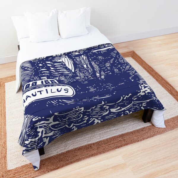 Sailing Ship | Schooner | Navy Blue and White | Vintage Sailing Ship | Nautical | Comforter