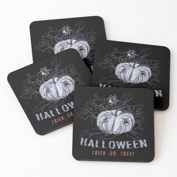 Item preview, Halloween Scary Evil Pumkin with spiders "Trick or treat" designed and sold by Rub14ekArts.