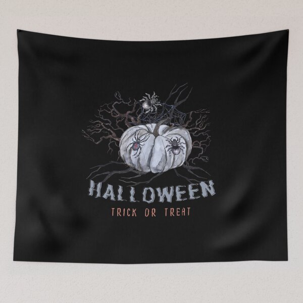 Item preview, Halloween Scary Evil Pumkin with spiders "Trick or treat" designed and sold by Rub14ekArts.