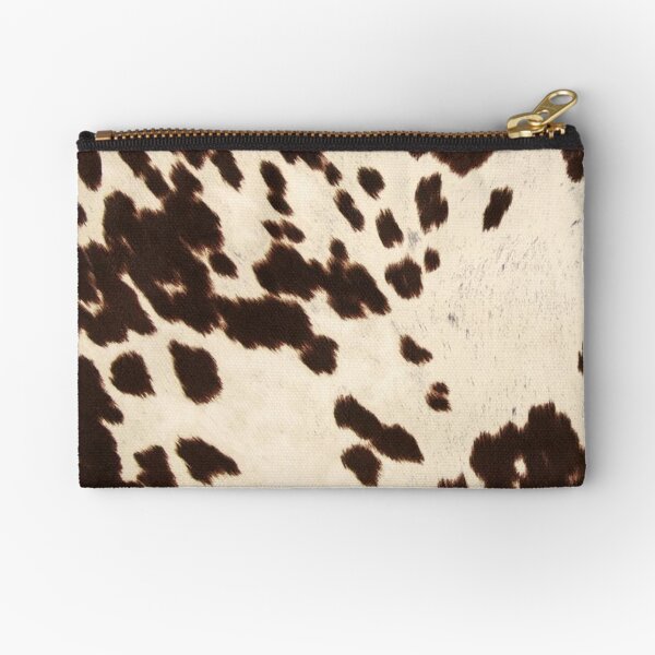 Brown Cowhide 2 Zipper Pouch