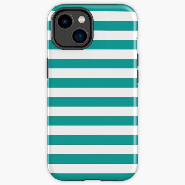 Teal and White Stripes | Stripe Patterns | Striped Patterns | Wide Stripes | Horizontal Stripes | iPhone Tough Case