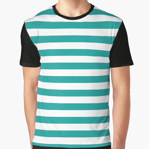 Teal and White Stripes | Stripe Patterns | Striped Patterns | Wide Stripes | Horizontal Stripes | Graphic T-Shirt