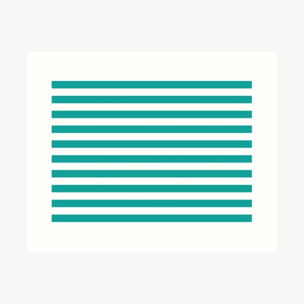 Teal and White Stripes | Stripe Patterns | Striped Patterns | Wide Stripes | Horizontal Stripes | Art Print