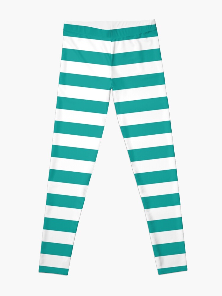 Teal and White Stripes, Stripe Patterns, Striped Patterns, Wide Stripes, Horizontal Stripes,  Leggings for Sale by EclecticAtHeART
