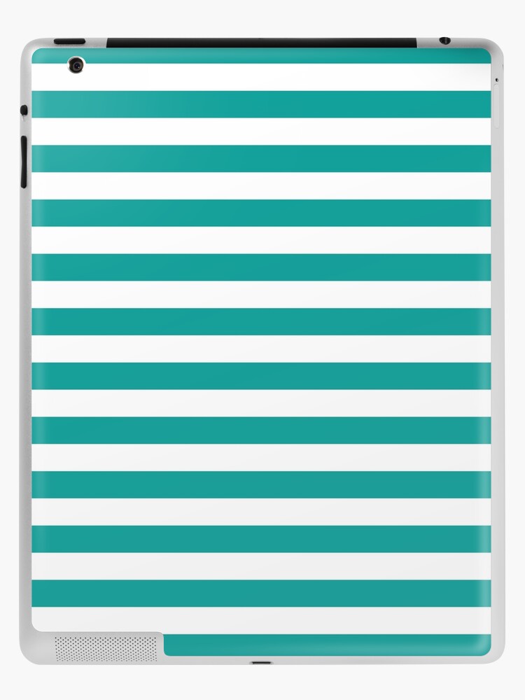 Teal and White Stripes | Stripe Patterns | Striped Patterns | Wide Stripes  | Horizontal Stripes | | iPad Case & Skin