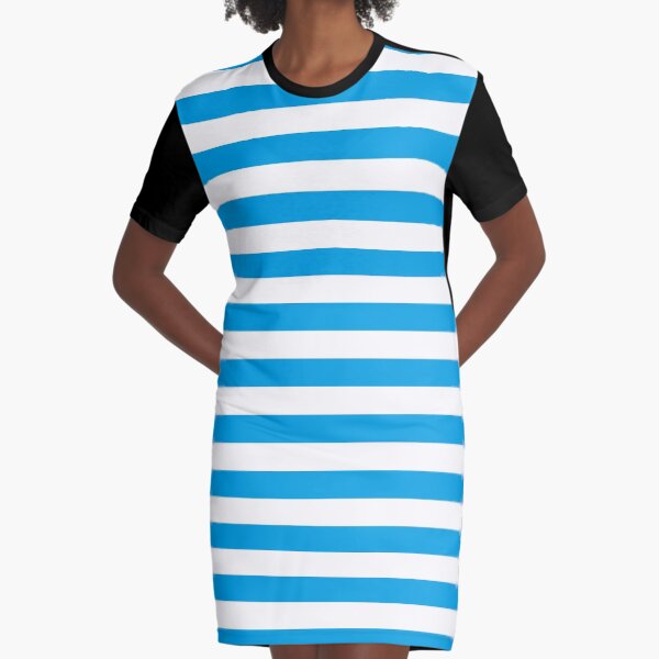 Turquoise Blue and White Stripes | Stripe Patterns | Striped Patterns | Graphic T-Shirt Dress