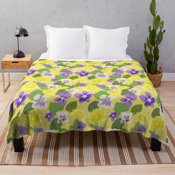 Item preview, Cross Stitch Dandelions and Violets Tossed on Mellow Yellow Repeat 5748 designed and sold by Art in My Loft.