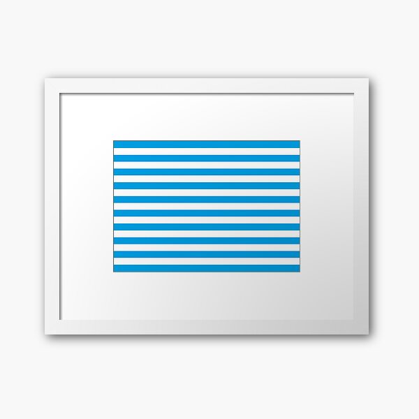 Turquoise Blue and White Stripes | Stripe Patterns | Striped Patterns | Framed Art Print