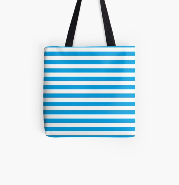 Turquoise Blue and White Stripes | Stripe Patterns | Striped Patterns | All Over Print Tote Bag