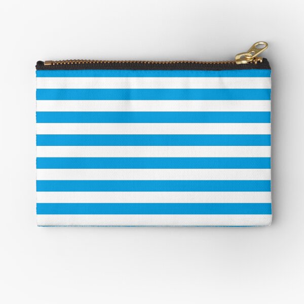 Turquoise Blue and White Stripes | Stripe Patterns | Striped Patterns | Zipper Pouch