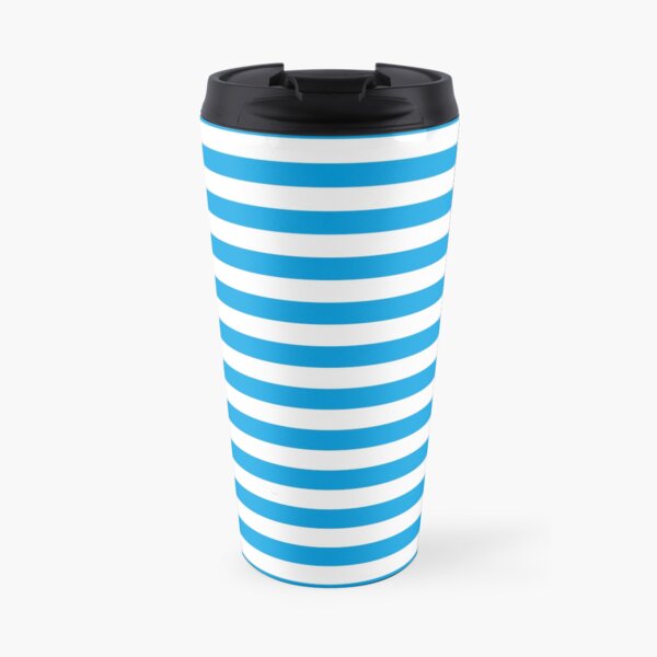 Turquoise Blue and White Stripes | Stripe Patterns | Striped Patterns | Travel Mug
