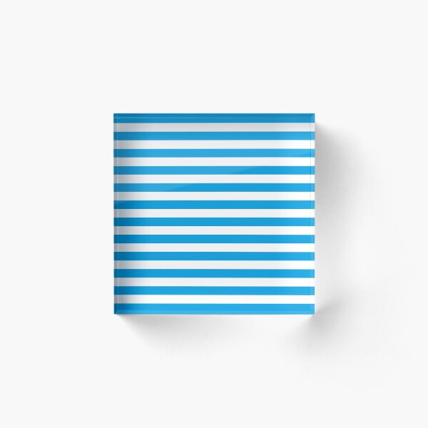 Turquoise Blue and White Stripes | Stripe Patterns | Striped Patterns | Acrylic Block