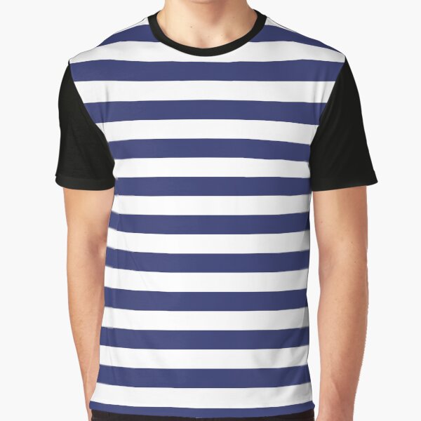 Navy Blue and White Stripes | Stripe Patterns | Striped Patterns | Wide Stripes | Horizontal Stripes | Graphic T-Shirt