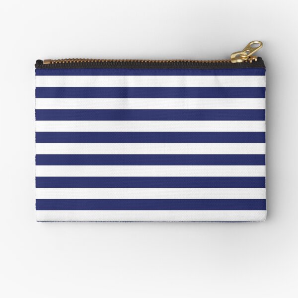 Navy Blue and White Stripes | Stripe Patterns | Striped Patterns | Wide Stripes | Horizontal Stripes | Zipper Pouch