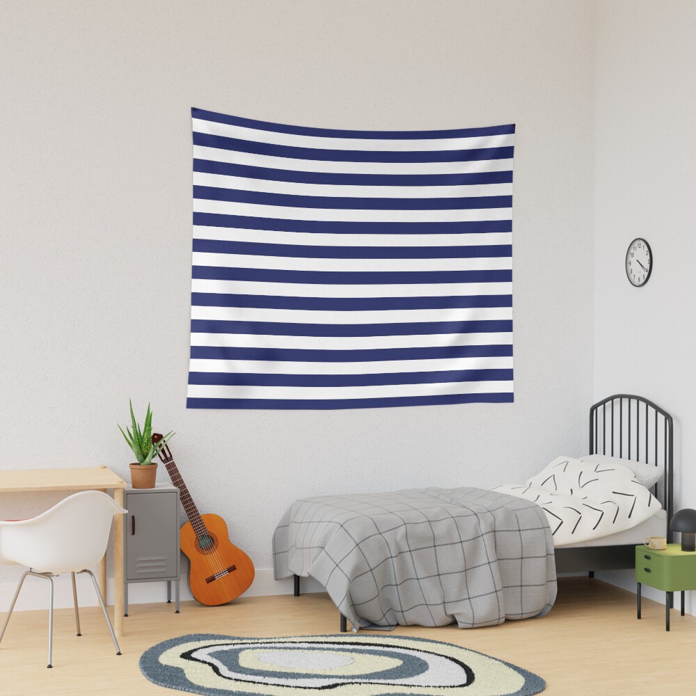 Navy blue and white tapestry sale