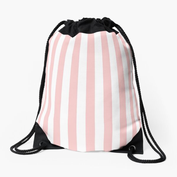 Rose Quartz and White Stripes | Pantone Color of the Year 2016 | Stripe Patterns | Striped Patterns | Pantone | Color Trends | Fashion Colors | Wide Stripes | Vertical Stripes | Drawstring Bag