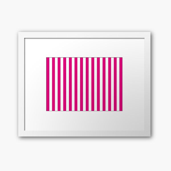 Hot Pink and White Stripes | Stripe Patterns | Striped Patterns | Wide Stripes | Vertical Stripes | Framed Art Print