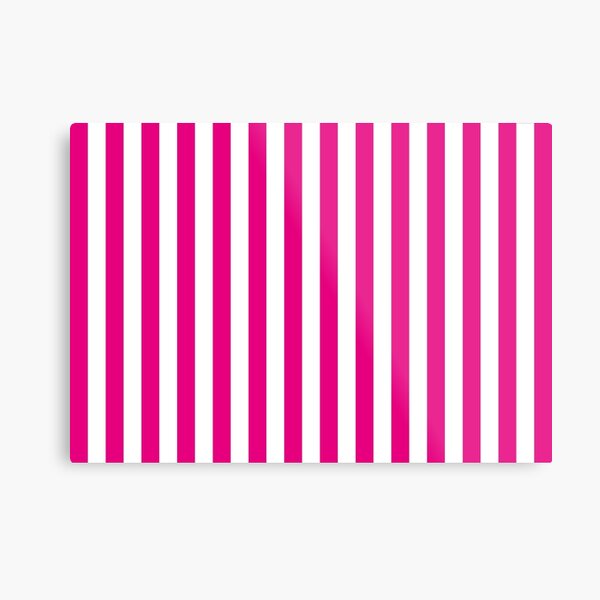 Hot Pink and White Stripes | Stripe Patterns | Striped Patterns | Wide Stripes | Vertical Stripes | Metal Print