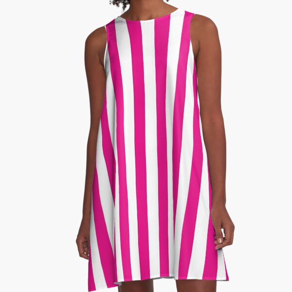 Hot Pink and White Stripes | Stripe Patterns | Striped Patterns | Wide Stripes | Vertical Stripes | A-Line Dress