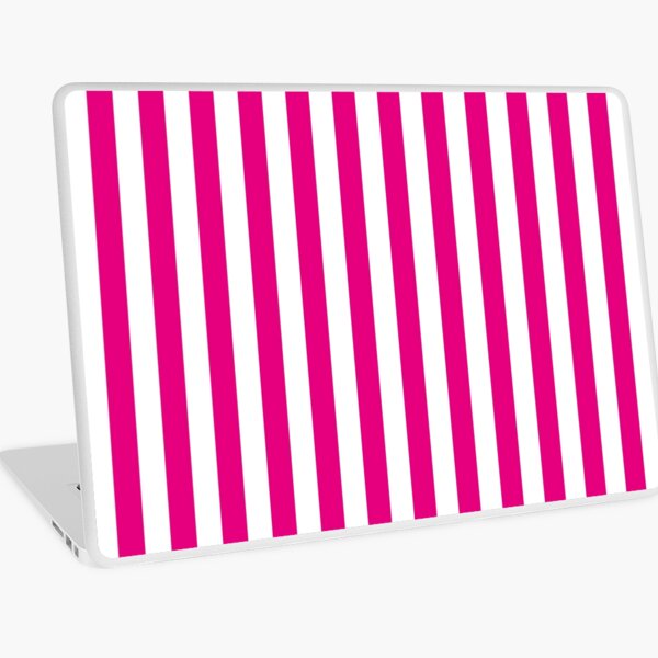 Hot Pink and White Stripes | Stripe Patterns | Striped Patterns | Wide Stripes | Vertical Stripes | Laptop Skin