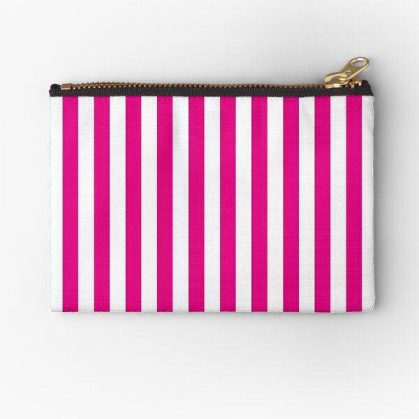 Hot Pink and White Stripes | Stripe Patterns | Striped Patterns | Wide Stripes | Vertical Stripes | Zipper Pouch