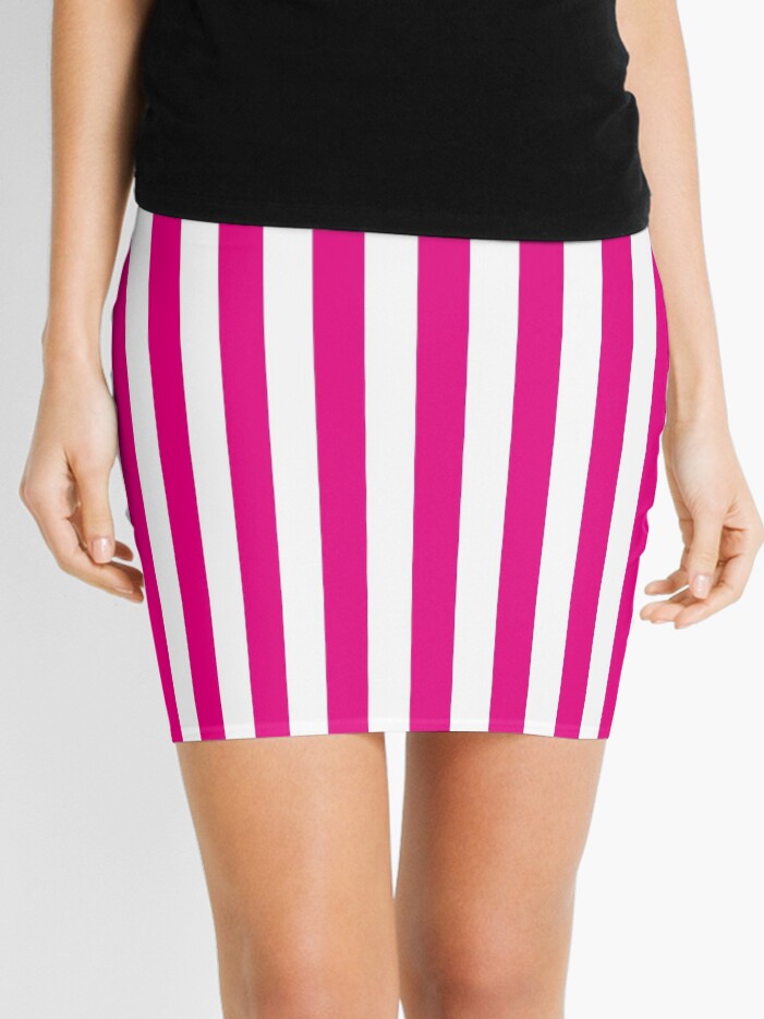 hot pink striped skirt