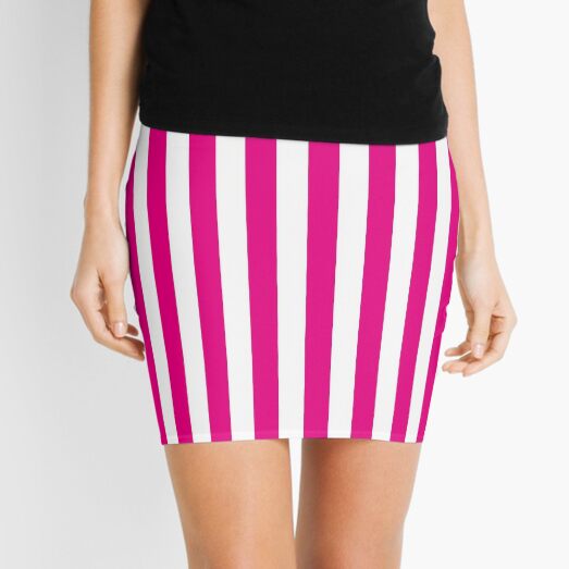 Hot Pink and White Stripes | Stripe Patterns | Striped Patterns | Wide Stripes | Vertical Stripes | Mini Skirt