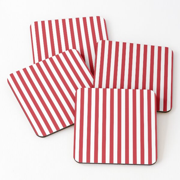 Red and White Stripes | Stripe Patterns | Striped Patterns | Wide Stripes | Vertical Stripes | Coasters (Set of 4)