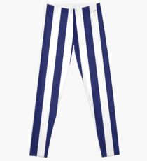 Marineblaue und weiße Streifen Leggings