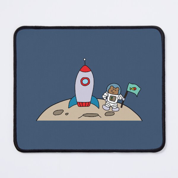 Item preview, cute astronaut bear with rocket ship on the moon designed and sold by wordspotrayal.