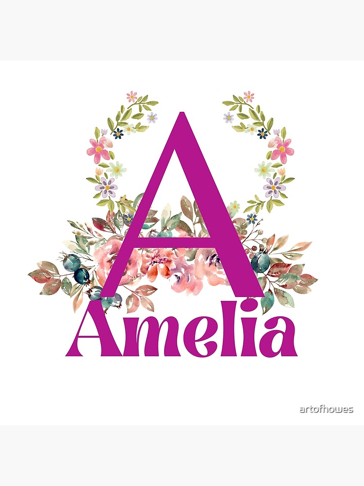 "Amelia Name with flower graphics" Poster for Sale by artofhowes