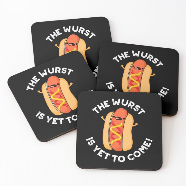 Item preview, The Wurst Is Yet To Come Funny Hot Dog Puns (Dark BG) designed and sold by punnybone.