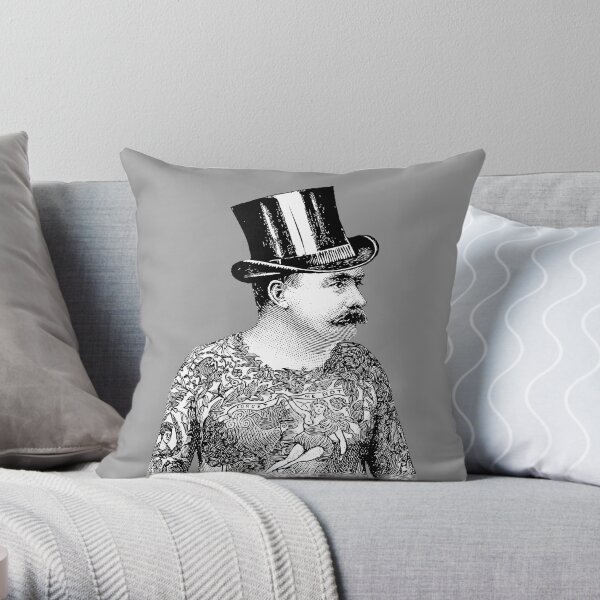Tattooed Victorian Man | Victorian Tattoos | Vintage Tattoos | Tattoo Art | Throw Pillow
