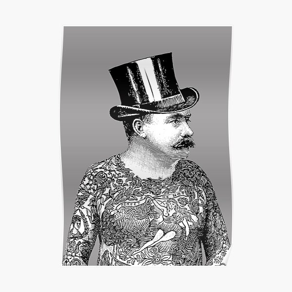 Tattooed Victorian Man | Victorian Tattoos | Vintage Tattoos | Tattoo Art | Poster