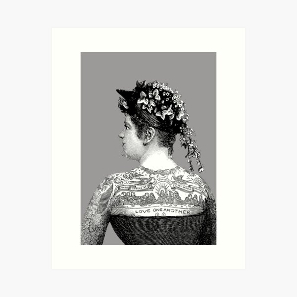 Tattooed Victorian Woman | Victorian Tattoos | Vintage Tattoos | Tattoo Art |  Art Print