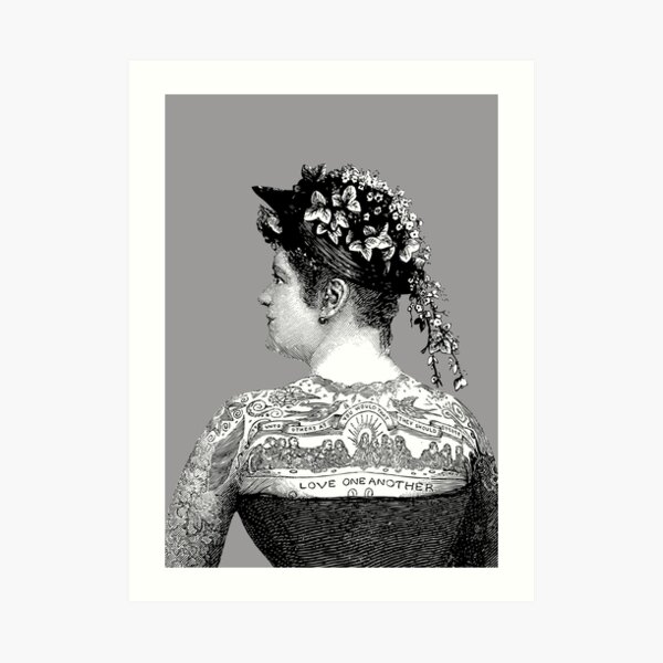 Tattooed Victorian Woman | Victorian Tattoos | Vintage Tattoos | Tattoo Art | Art Print