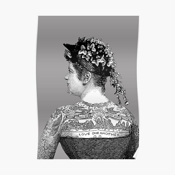 Tattooed Victorian Woman | Victorian Tattoos | Vintage Tattoos | Tattoo Art | Poster