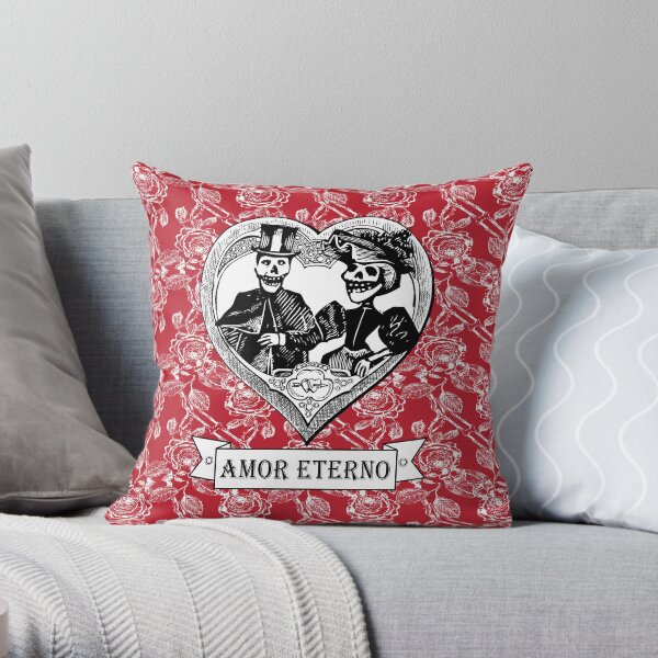 Amor Eterno | Eternal Love | Day of the Dead | Dia de los Muertos | Skulls and Skeletons | Vintage Skulls | Vintage Skeletons | Throw Pillow