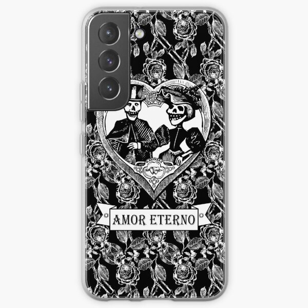 Amor Eterno | Eternal Love | Day of the Dead | Dia de los Muertos | Skulls and Skeletons | Vintage Skulls | Vintage Skeletons | Black and White | Samsung Galaxy Soft Case