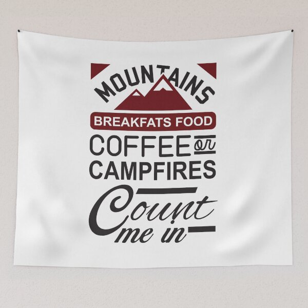 Item preview, Mountains coffee and campfires camping quotes  designed and sold by Mansn.