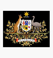 Australian Commonwealth Coat of Arms on Black Photographic Print