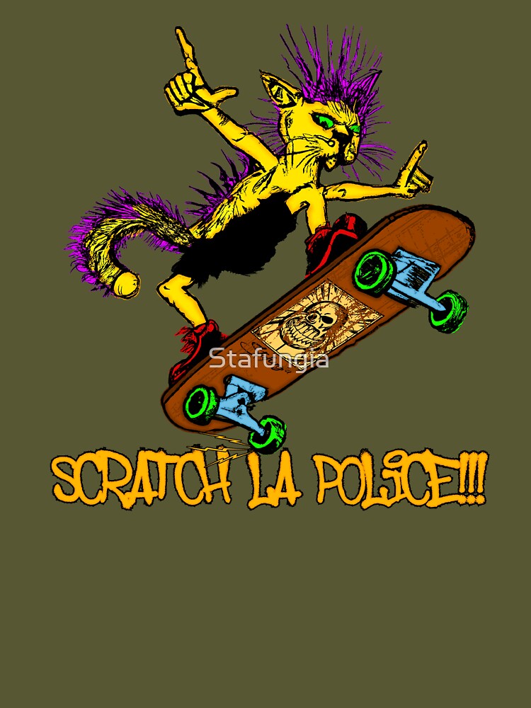 Skater Cat Riding a Police Car Sticker for Sale by Stafungia